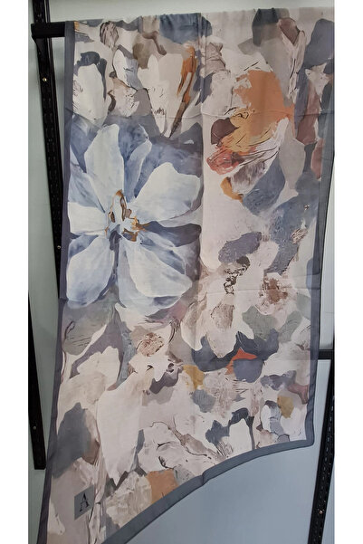 AMİNENESİL Velina Soft Cotton Shawl Blue Orange Beige Color