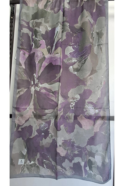 AMİNENESİL Velina Soft Cotton Shawl Purple Gray Color