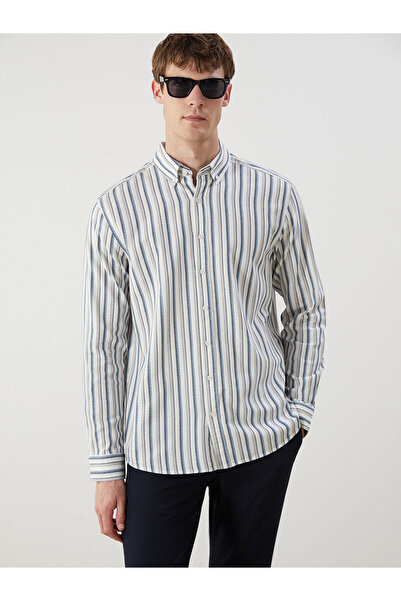 LC Waikiki Nevavm Regular Fit Long Sleeve Striped Men's Shirt with Difference