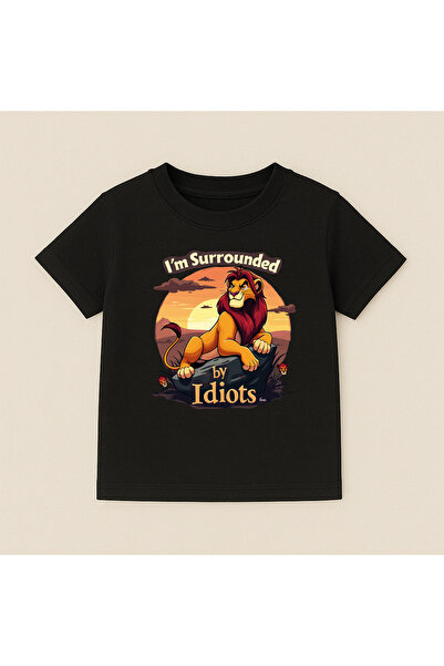 t-show Aslan / Lion Printed Premium Crew Neck 100% Cotton Short Sleeve Kids T...
