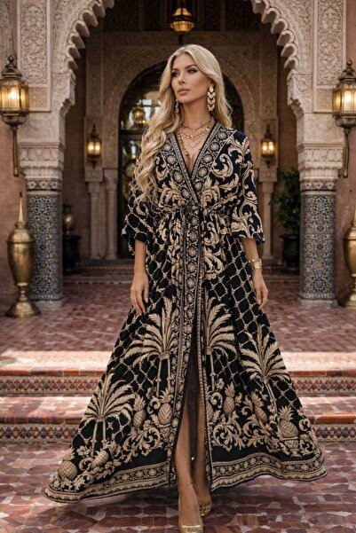 ANBLYs COLLECTION Patterned Kimono Half-Sleeved Dress Imported Jessika Fabric...