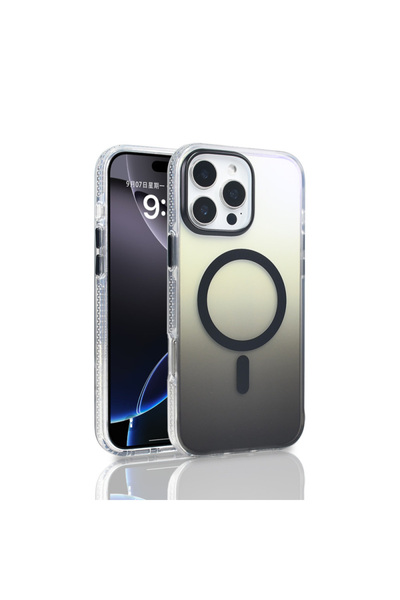 Paladyum Case iPhone 16 Pro Max Compatible Transparent Color Gradient Black T...