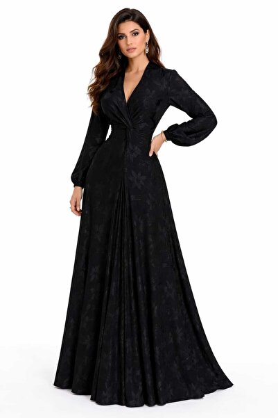 saher-alshrek black Patterned Tulle dress