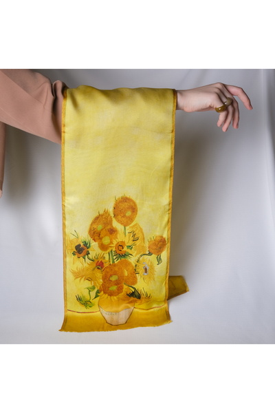 Mehru Scarfs Van Gogh Irises %100 İpek Fular 26x130cm "Art on Silk"