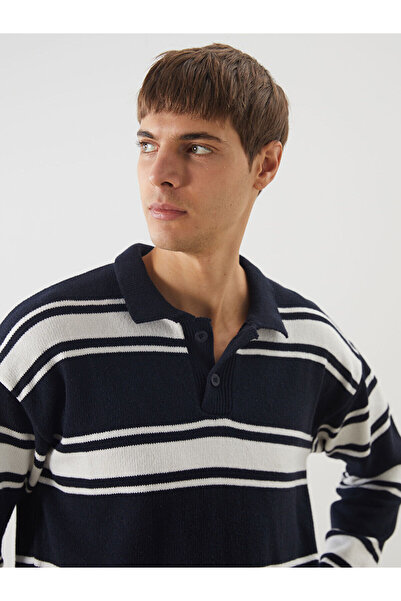 LC Waikiki Özmarka New Season Polo Neck Striped Men's Knitwear Sweater