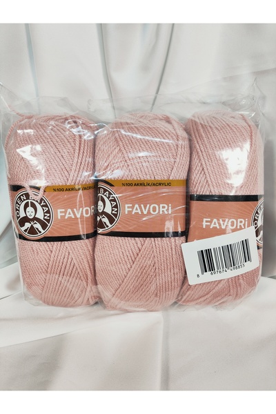 Ören Bayan FAVORİ Pudra Pembe El Örgü İpi (3 Adet) - Renk: 001