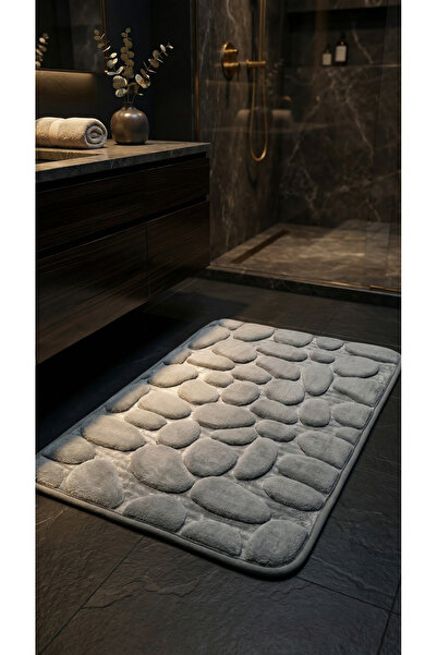 Abey Tech Memory Foam Kaydırmaz Banyo Paspası Gri – Yumuşak Emici Banyo Halısı