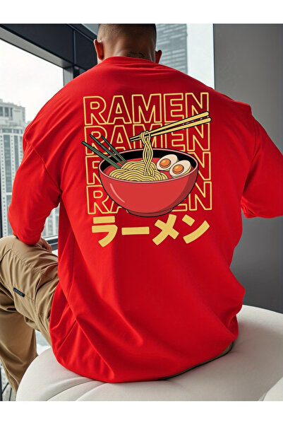 Sweet Cotton Ramen Printed Oversize Cotton Crew Neck T-Shirt
