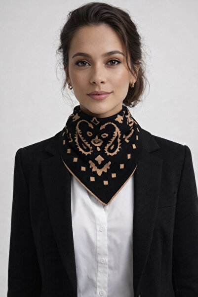 Sebir Moda Eșarfă triunghiulară din tricotaj cu model, cu două fețe