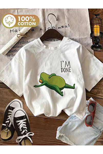 Sweet Cotton Done Printed Oversize Cotton Crew Neck T-Shirt