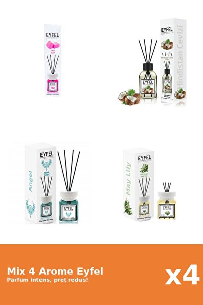 Eyfel Set 4 Mix Eyfel: 1x Angel, 1x Bubble Gum, 1x Lacramioare, 1x Nuca De Cocos