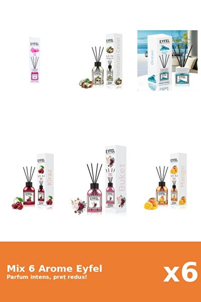 Eyfel Set 6 Mix Eyfel: 1x Bouquet, 1x Bubble Gum, 1x Cirese, 1x Mango, 1x Nuc...