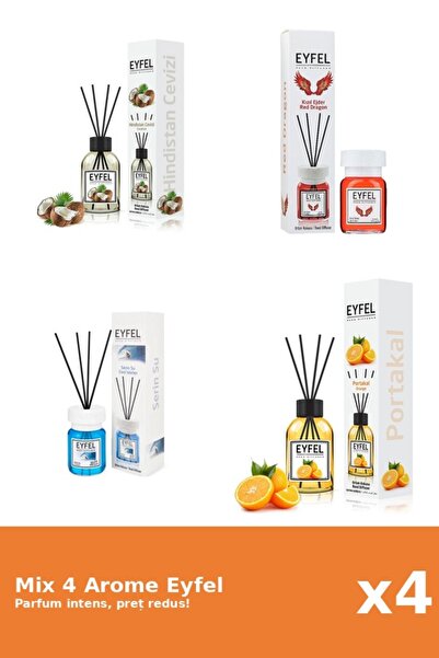 Eyfel Set 4 Mix Eyfel: 1x Cool Water, 1x Nuca De Cocos, 1x Portocala, 1x Red ...