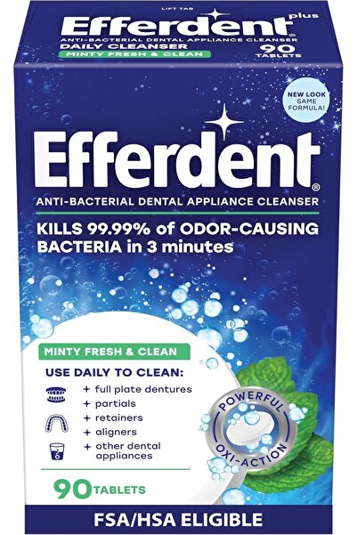 efferdent أقراص تنظيف أطقم الأسنان وأجهزة تقويم الأسنان، بنكهة النعناع المنعش...