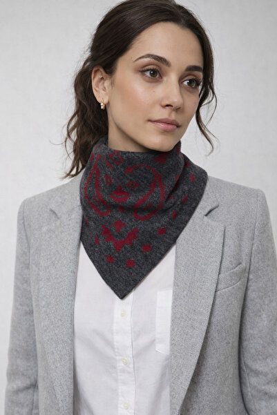 Sebir Moda Eșarfă triunghiulară din tricotaj cu model, cu două fețe