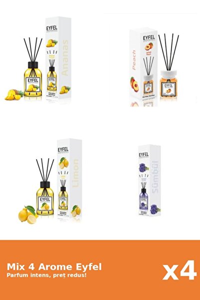 Eyfel Set 4 Mix Eyfel: 1x Ananas, 1x Lamaie, 1x Piersica, 1x Zambile