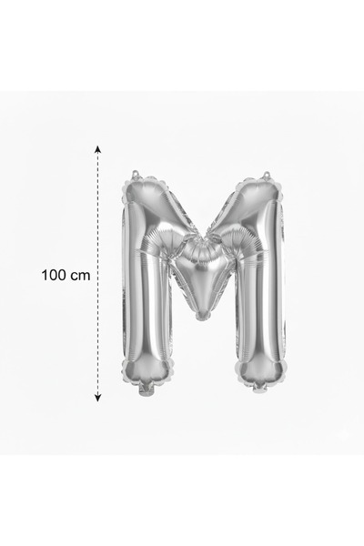 ORGANİZO Folyo Balon M Harfi Helyum Balon 100 Cm Silver Gümüş Renk - Harf Fol...