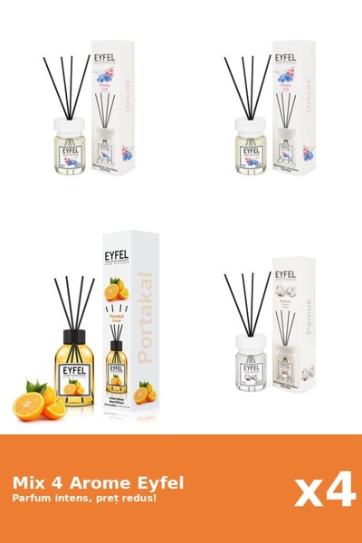 Eyfel Set 4 Mix Eyfel: 1x Bumbac, 2x Orhidee, 1x Portocala