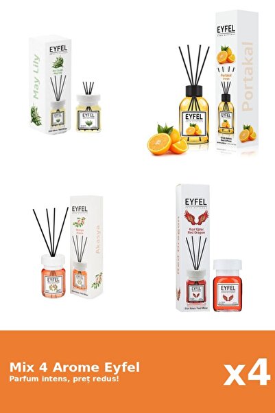 Eyfel Set 4 Mix Eyfel: 1x Acacia, 1x Lacramioare, 1x Portocala, 1x Red Dragon
