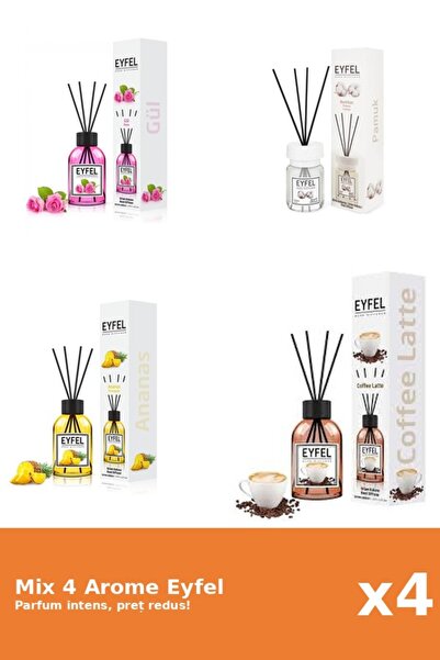 Eyfel Set 4 Mix Eyfel: 1x Ananas, 1x Bumbac, 1x Cafea, 1x Trandafir