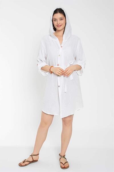 OBJE Women's White Hooded Beach Dress
