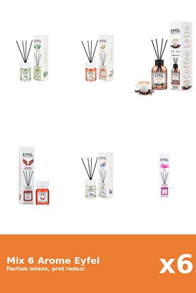 Eyfel Set 6 Mix Eyfel: 1x Acacia, 1x Bubble Gum, 1x Cafea, 1x Iasomie, 1x Orh...