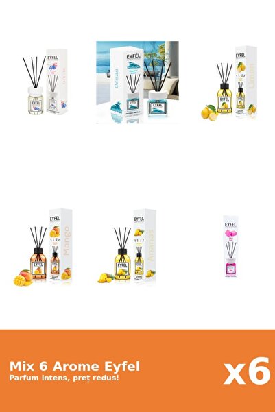 Eyfel Set 6 Mix Eyfel: 1x Ananas, 1x Gumă de mestecat, 1x Lamaie, 1x Mango, 1...