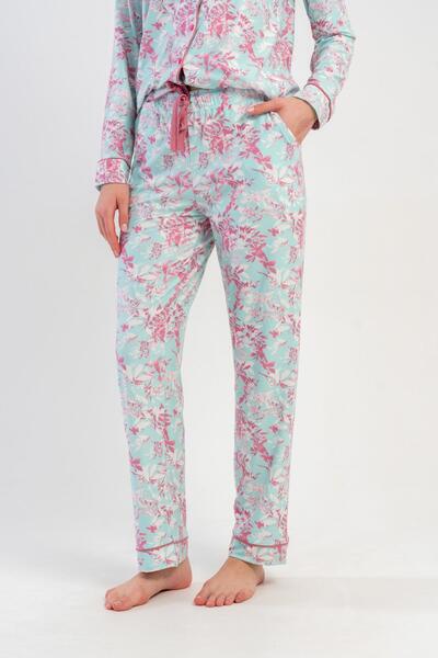 OBJE Women's Blue Marla Pajama Bottoms with Pockets