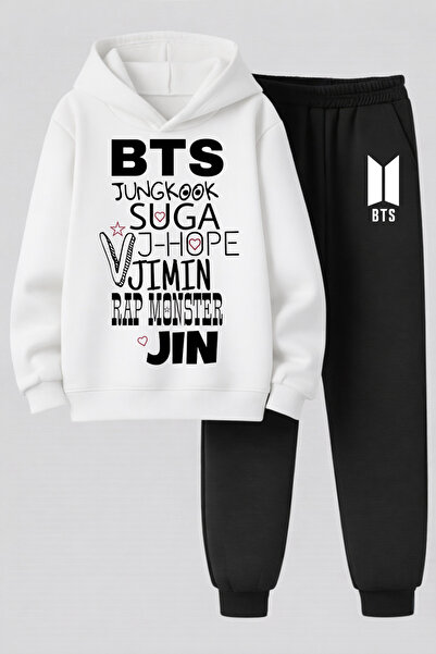 MAGORS Set de hanorac și pantaloni de trening pentru copii, cu imprimeu BTS B...