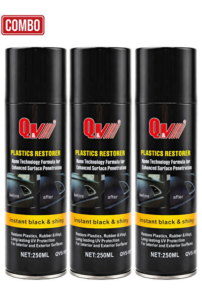 Qv مجموعة من 3 قطع QV5-112 بخاخ ترميم البلاستيك 250 مل، حماية من الأشعة فوق ا...