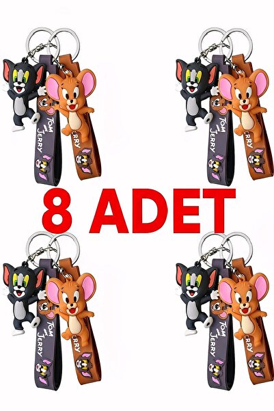 Bontexs 8 Adet Tom ve Jerry Figürlü Silikon Anahtarlık Seti - Karakterli Çant...