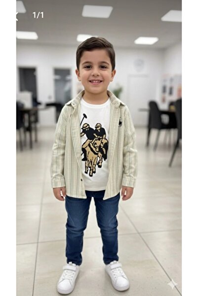 BEGONYA BEBECE KIDS Triple Children's Set: Jeans, Shirt and T-Shirt, Holiday ...