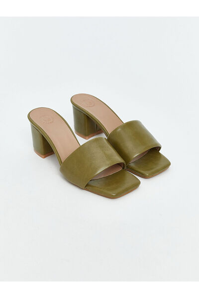 LC Waikiki Peak New Season Leather Look Women's Heeled Slippers