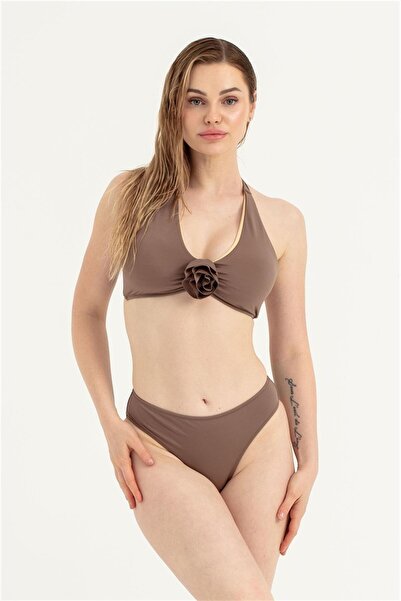 OBJE Women's Stone Color Rose Bikini Set