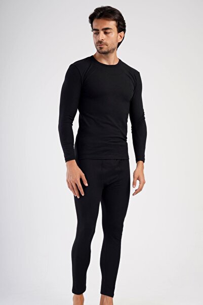 OBJE Men's Black Comfort Long Sleeve Thermal Top