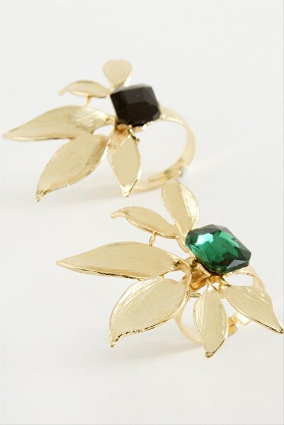 ZERO LAND Storozal Flower Metal Stone Ring 1 Piece (73942) - Yellow