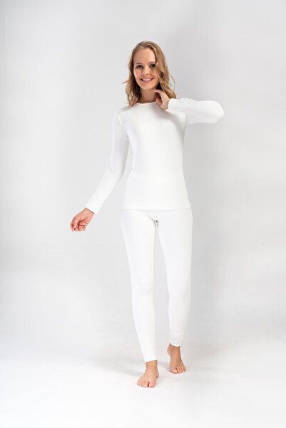 OBJE Women's Ecru Comfort Long Sleeve Thermal Top