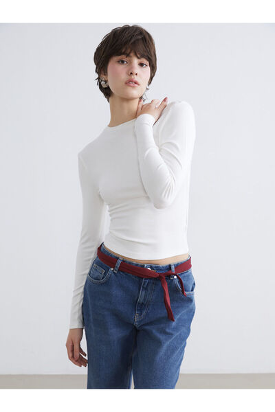 LC Waikiki Vlastiti brend, nova sezona okrugla kragna Rebrasto ženski bodi