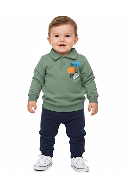 Ege Bebek طقم أطفال أولادي موسمي بياقة مطبوعة، مناسب للأعمار من 6-9-12-18-24 ...