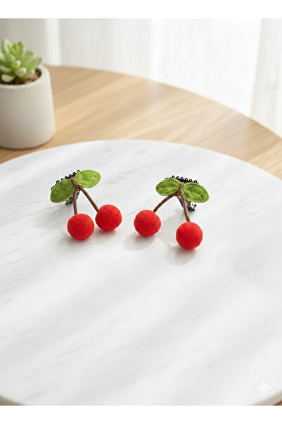 Jeevee Kirazlı Saçsız- Az Saçlı Bebek Tokası Kirazlı Bebek Çıtçıtı 1 Çift