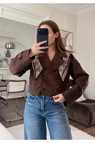 FERZOLAİO Seasonal Short Brown Cropped Trench Coat