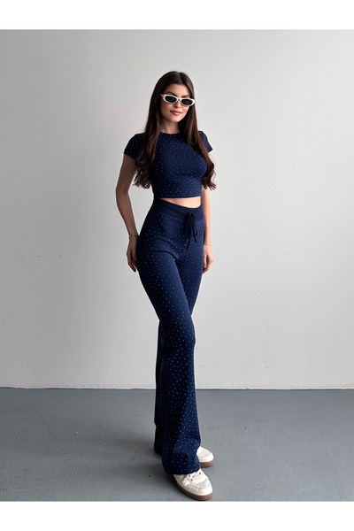 FERZOLAİO Stoned Navy Blue Tracksuit Set