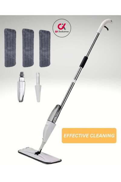 QK Exclusives - Water Spray Mop with 3 reusable pads - 360° Rotatable Spray F...
