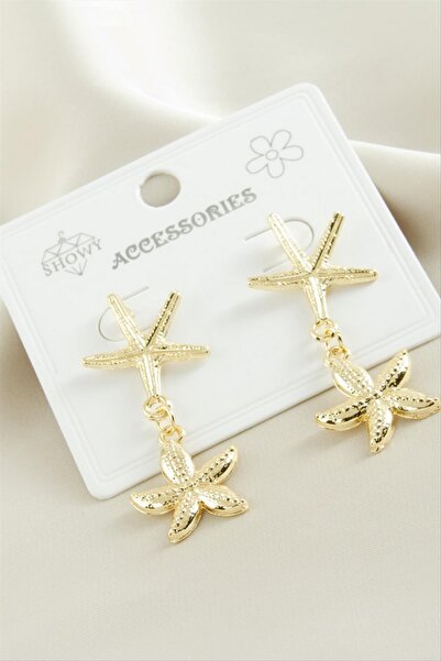 ZERO LAND أقراط معدنية على شكل نجم البحر من STOROZAL (73700) - أصفر