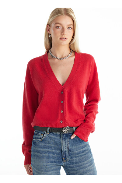 Ted Baker Kırmızı Kadın V Yaka Standart Hırka TBWRKW1067