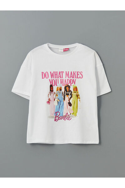 LC Waikiki Noul sezon Top de pijama pentru fete cu imprimeu Barbie cu gâtul t...