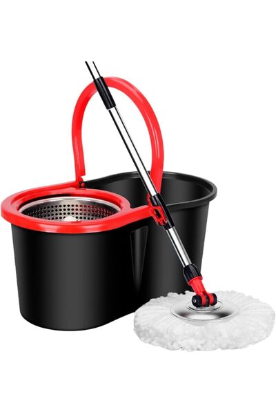 NO BRAND Easy Spin Mop & Bucket Set with 360° Rotation, Wring Dryer Basket, 2...