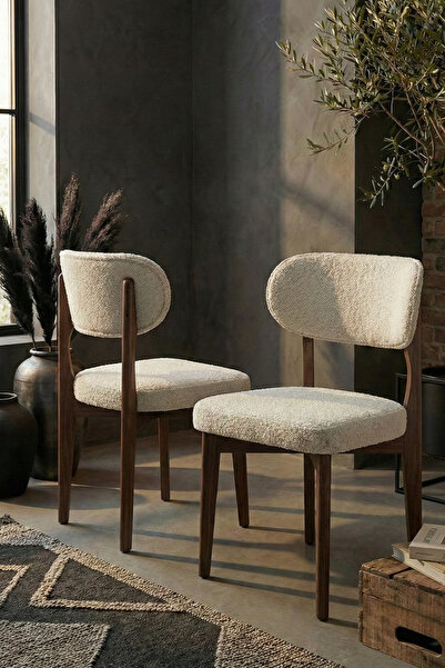 Woodenbend Cosmo Ceviz Renk Döşemeli Sandalye 2'li Set 54x48x80 cm – Kumaş Ye...