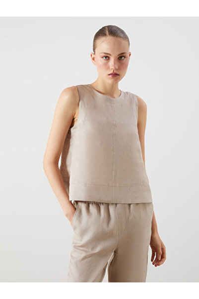 LC Waikiki Özmarka New Season Crew Neck 100% Linen Blouse