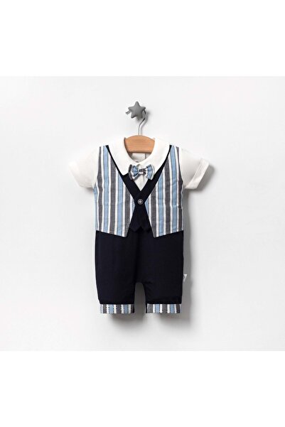 Jolly Joy Striped Woven Baby Boy Jumpsuit Blue